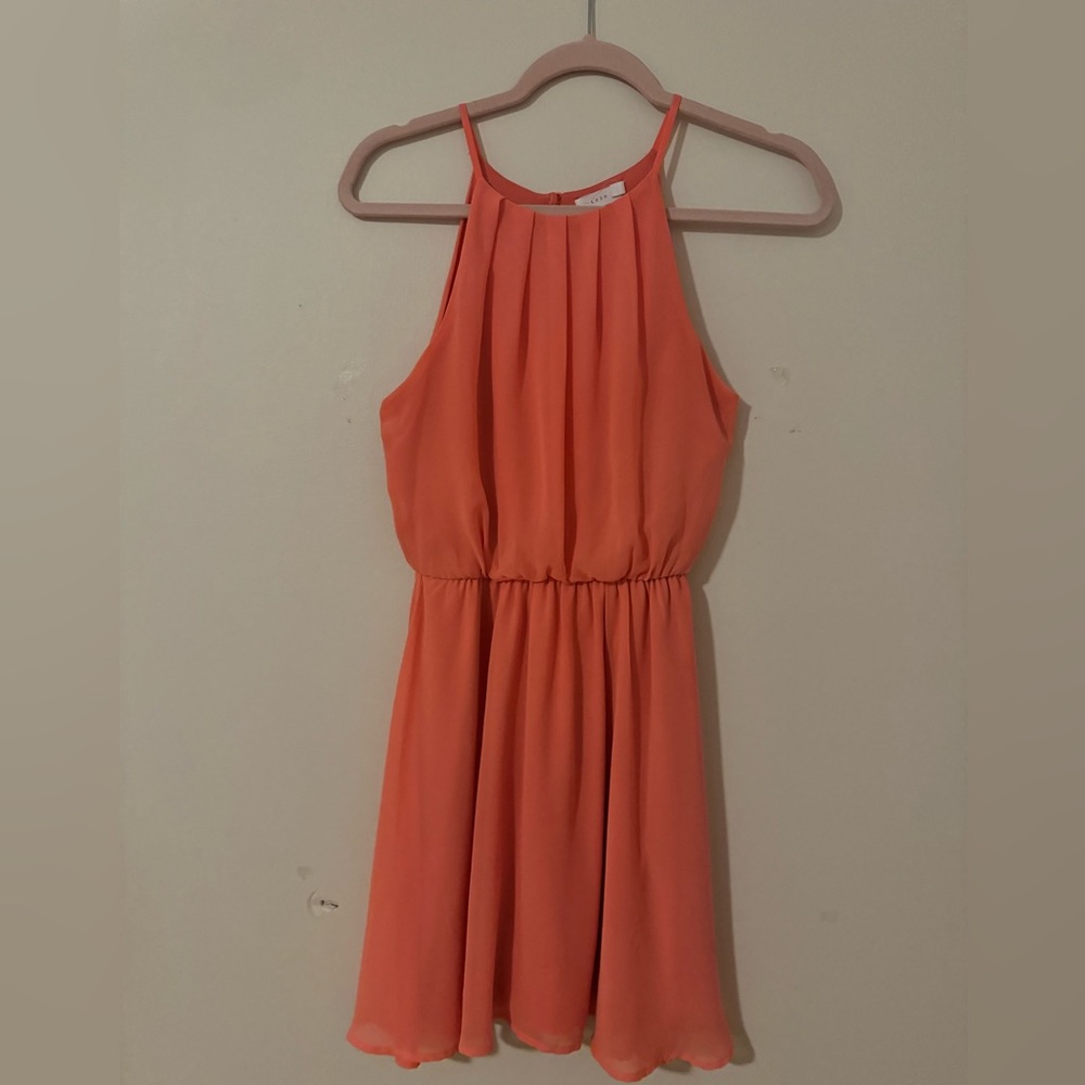 Coral chiffon dress